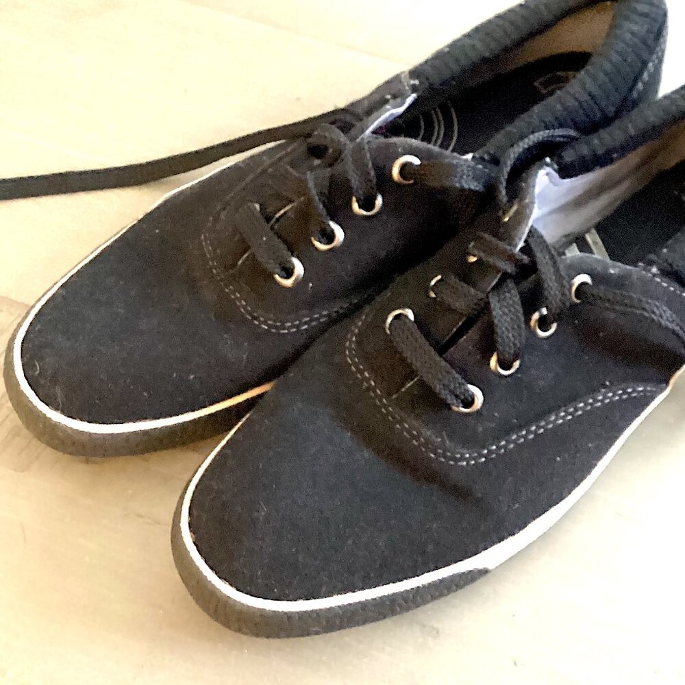 Rare Wool Keds, Black with Sweater Lined Heel, Vintage Womens Sneaker Shoes